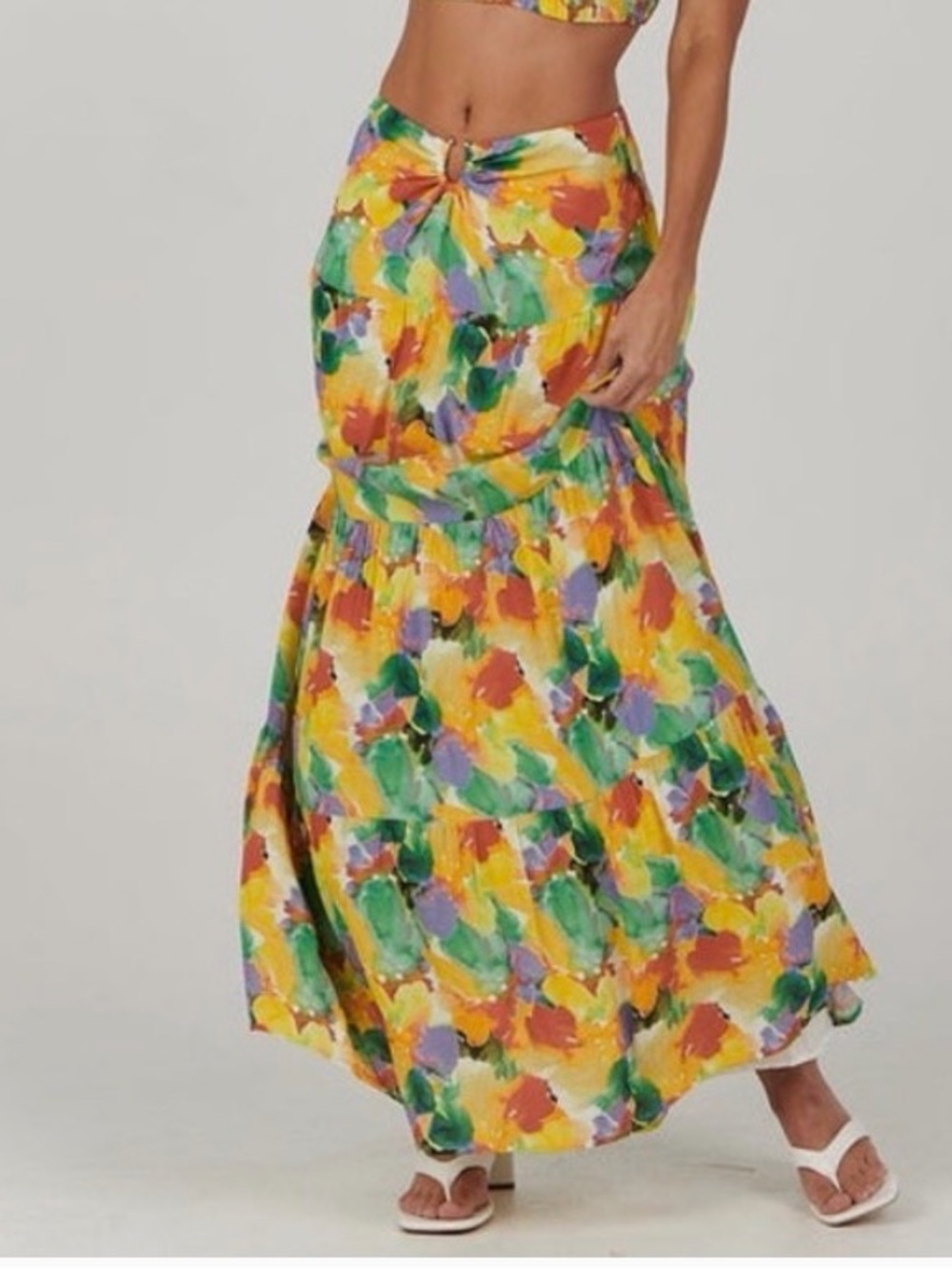 🔥Charlie Holiday Yellow Multi Floral Maxi Skirt🔥